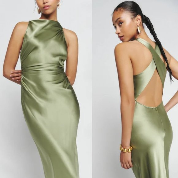Reformation Casette Sleeveless Maxi Dress Artichoke Cut-out Back Sz 12 - Picture 2 of 10